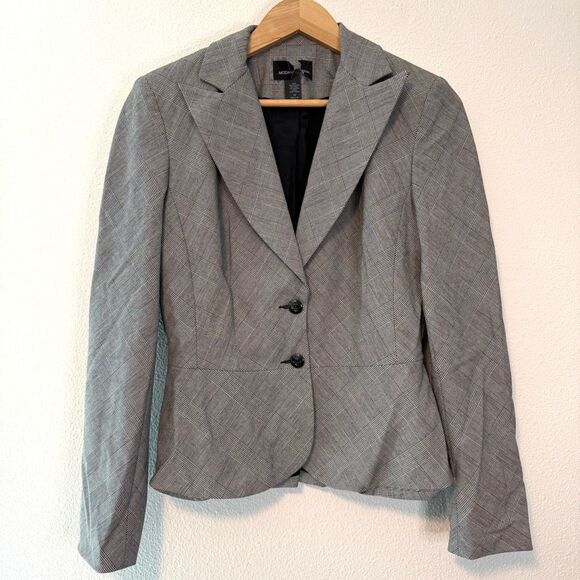 Moda International Plaid Peplum Fitted Blazer Size 12 - Picture 1 of 8
